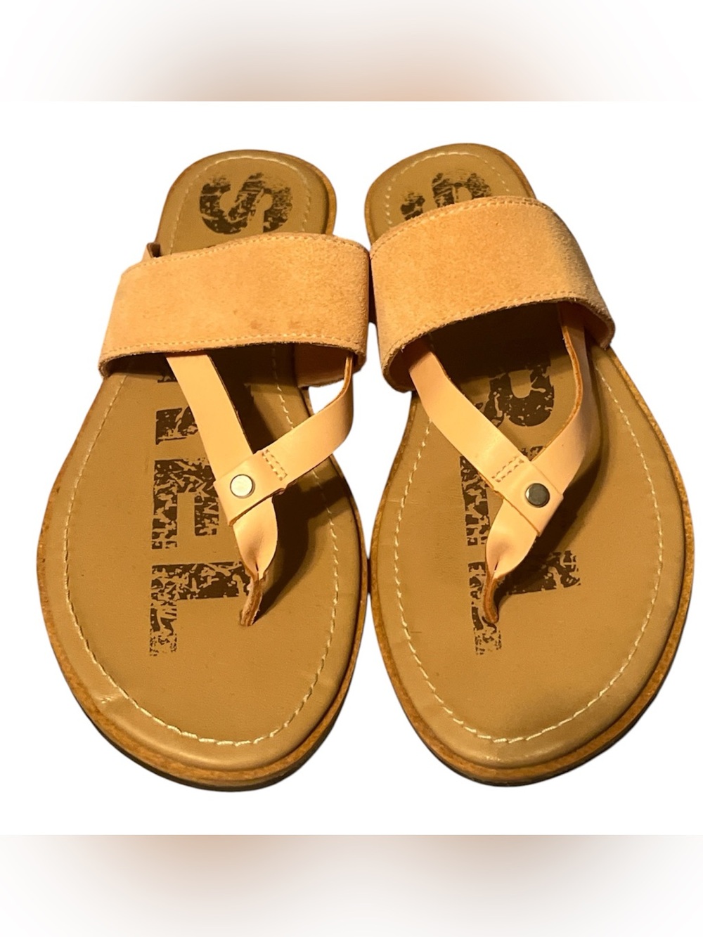 Sorel Tan Suede-Trim Slide Sandals